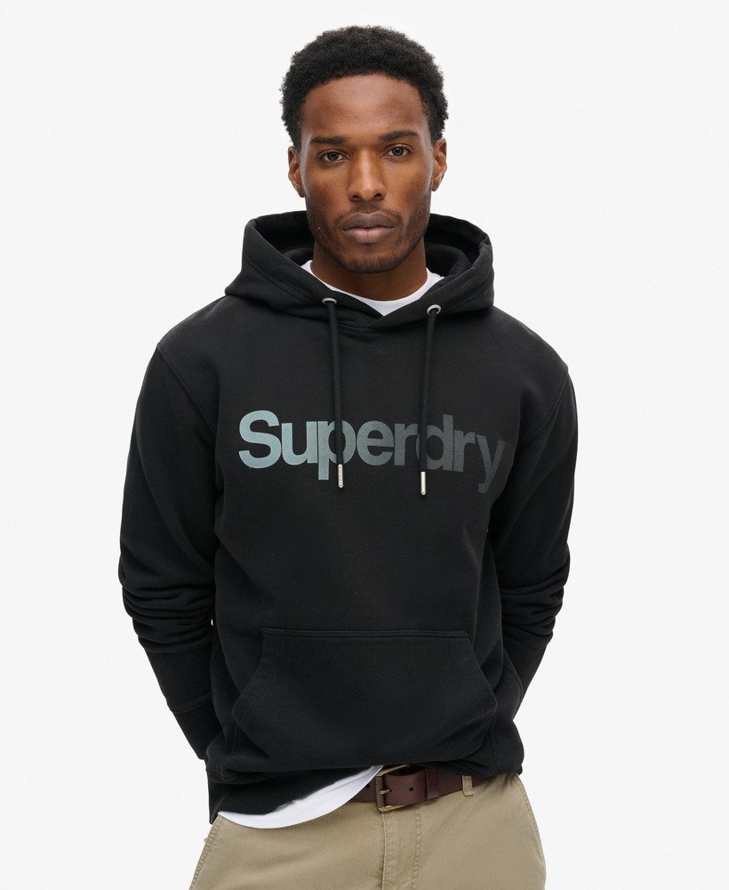 core logo fade loose hoodie in zwart