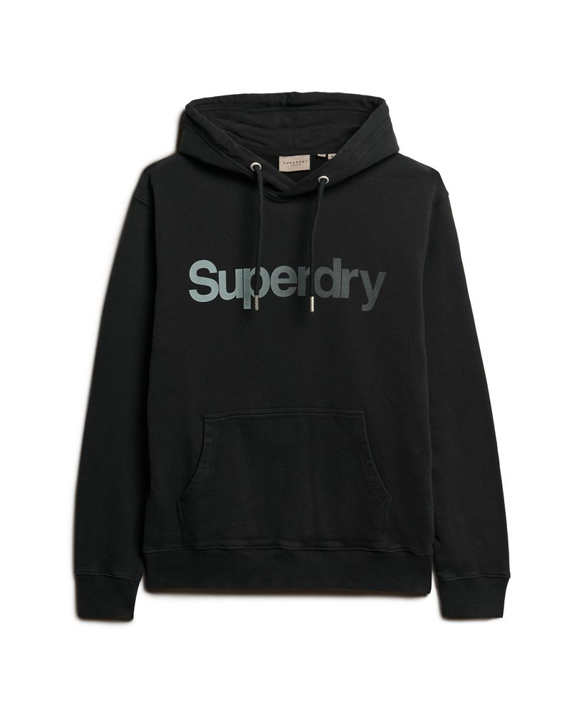 core logo fade loose hoodie in zwart