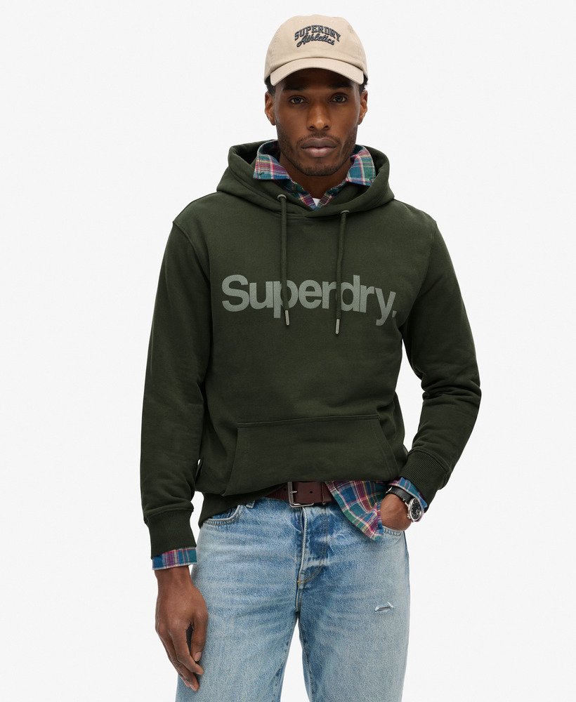 core logo city loose fit hoodie in army khaki