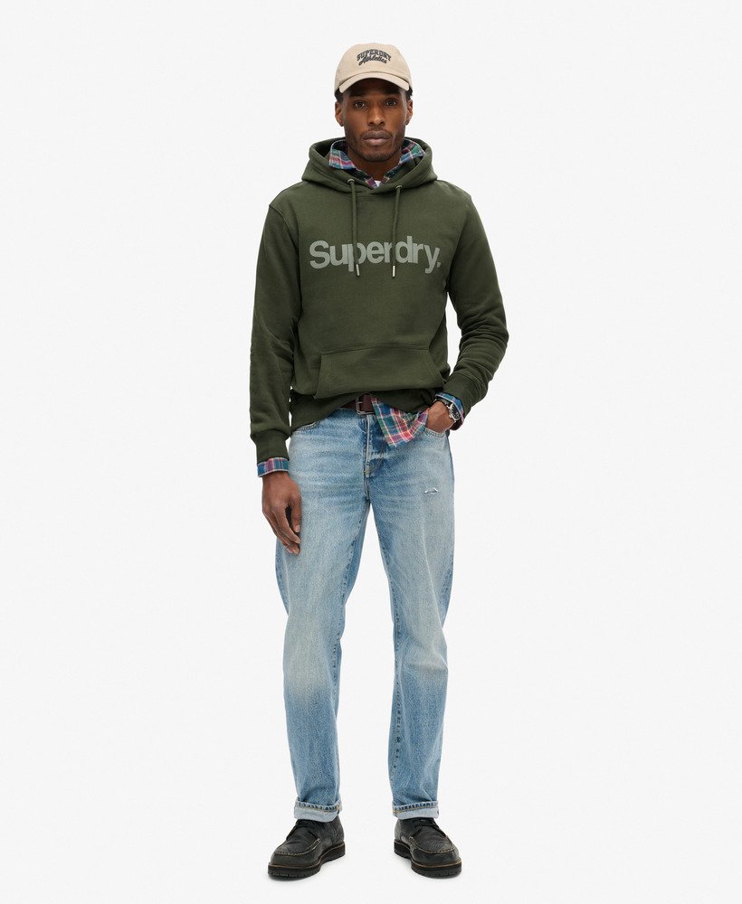 core logo city loose fit hoodie in army khaki