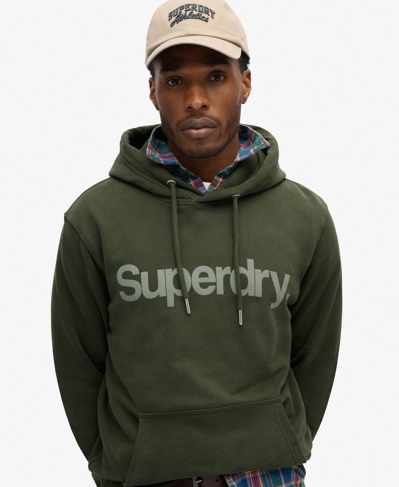 core logo city loose fit hoodie in army khaki