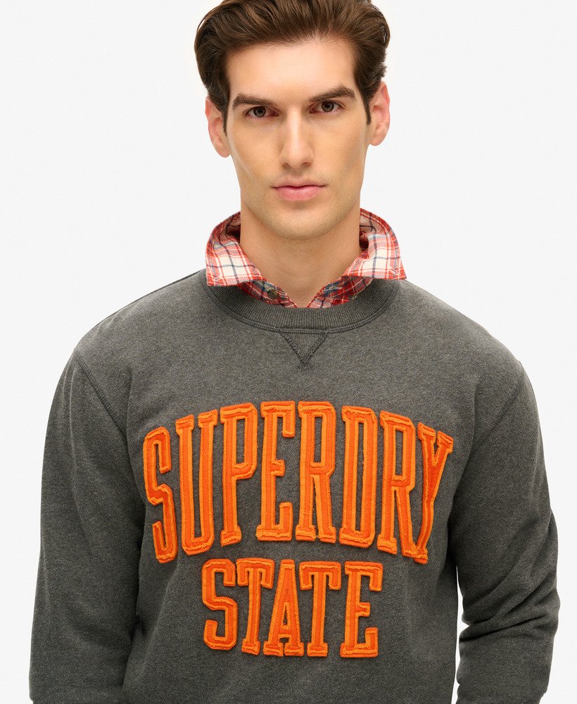 vintage sportieve crewneck sweater in antracietgrijs gemêleerd