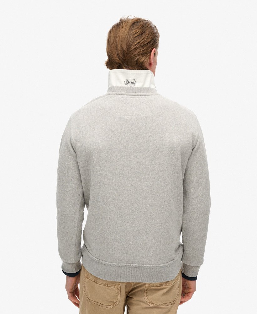 vintage sportieve crewneck sweater in vintage sweatstof lichtgrijs gemêleerd.