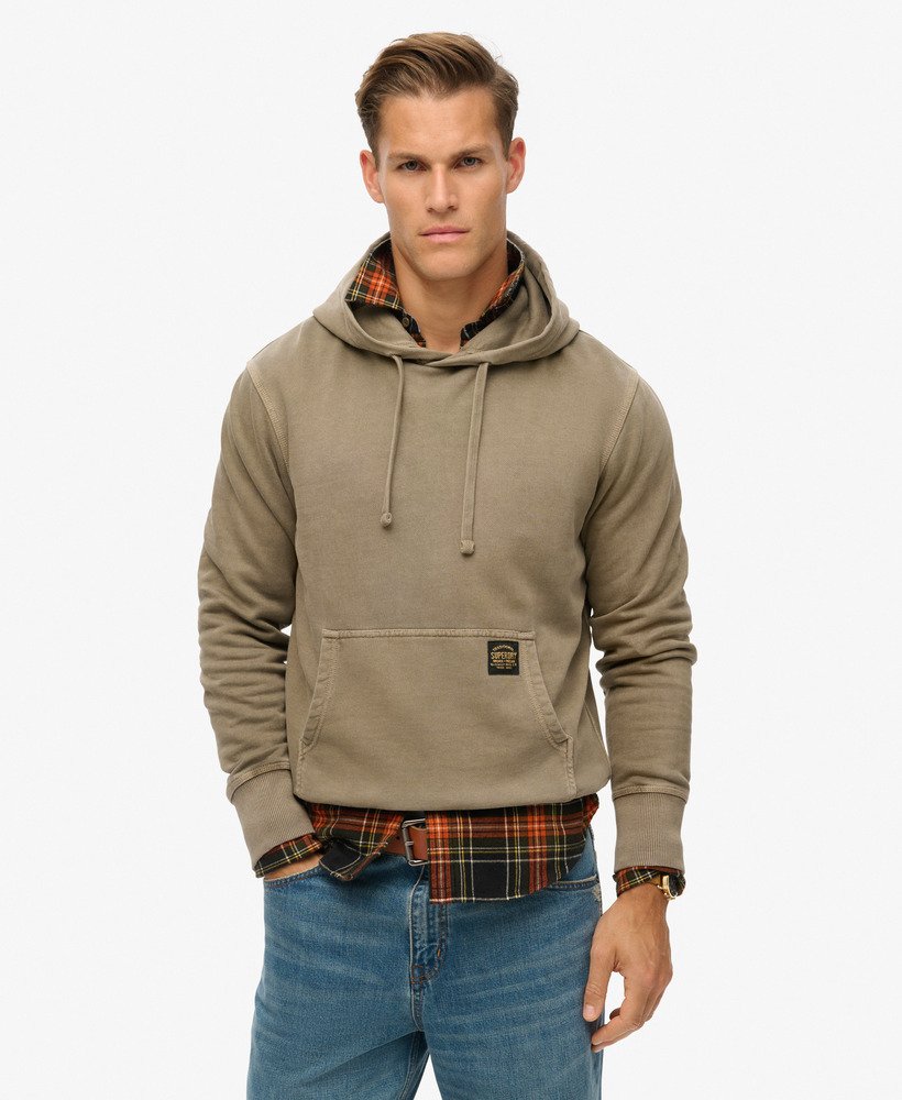 relaxte hoodie met contrasterende stiksels in gewassen morel brown.