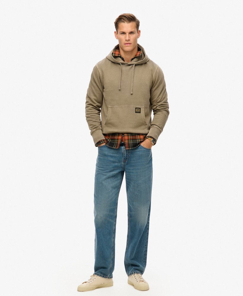 relaxte hoodie met contrasterende stiksels in gewassen morel brown.