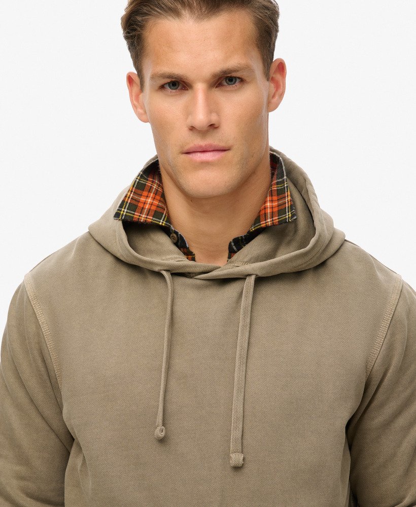 relaxte hoodie met contrasterende stiksels in gewassen morel brown.