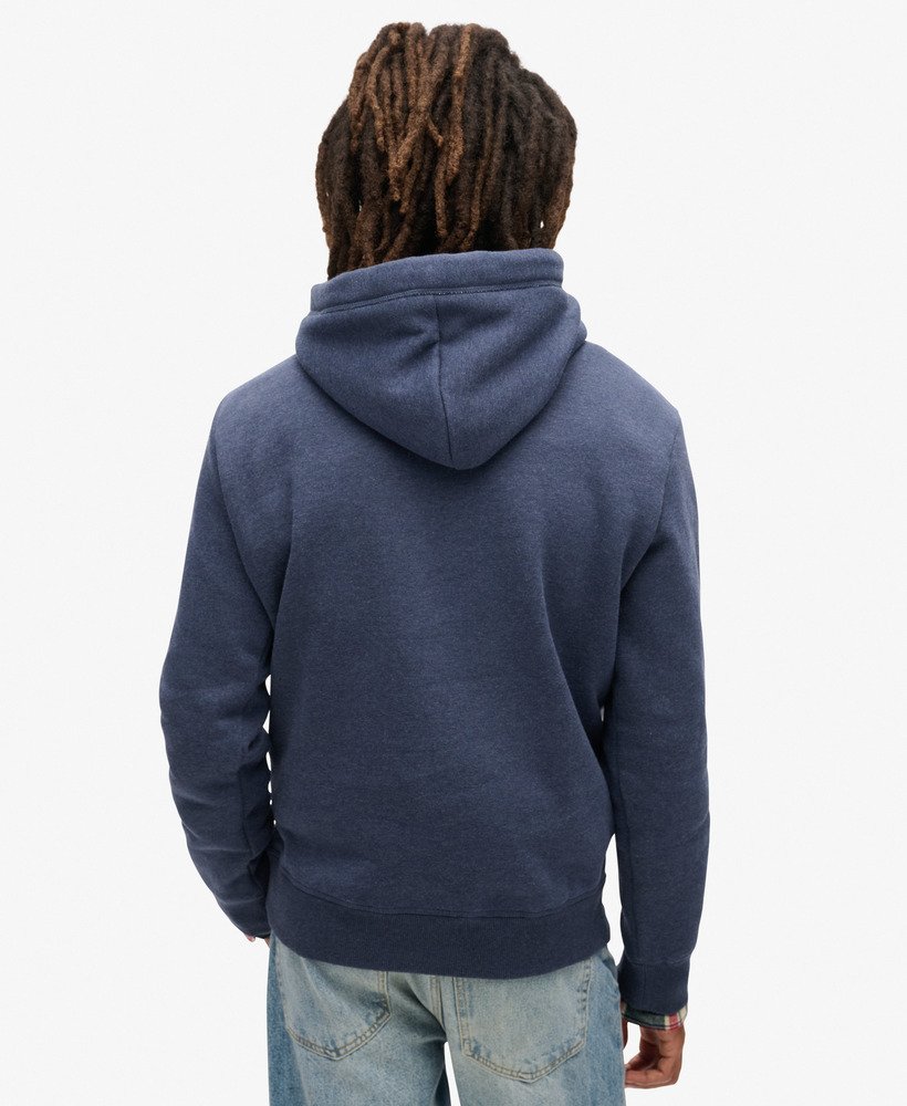 essential logo hoodie in heritage navy marl