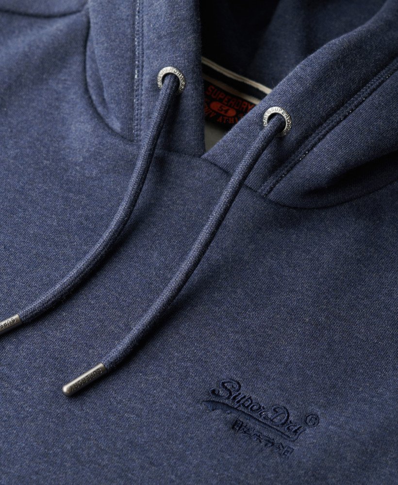 essential logo hoodie in heritage navy marl