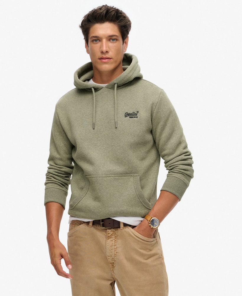 essential logo hoodie in martini olive green grit
