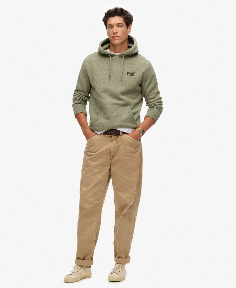 essential logo hoodie in martini olive green grit