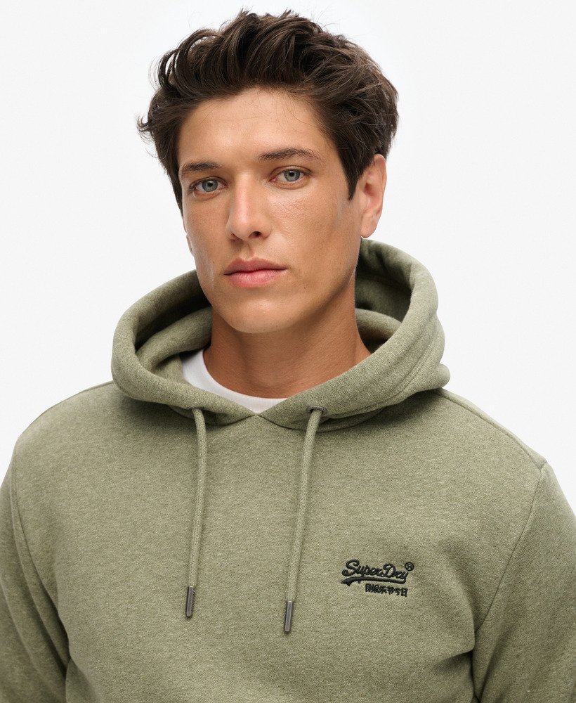 essential logo hoodie in martini olive green grit