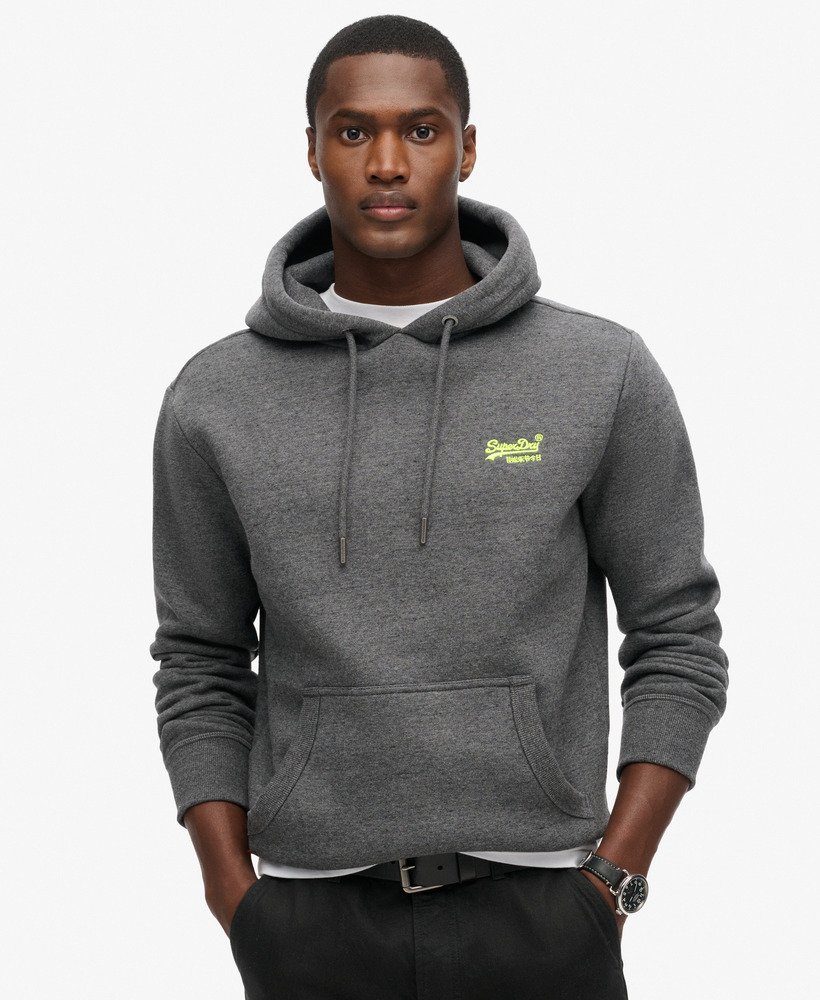 essential logo hoodie in carbon grey marl