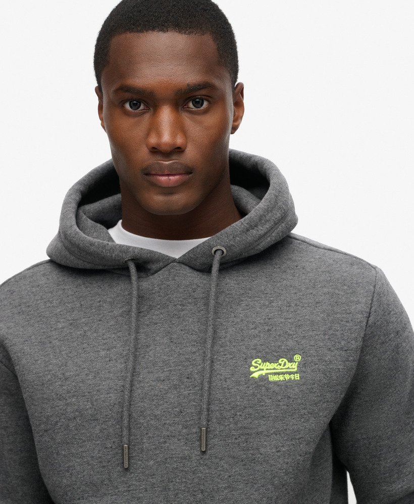 essential logo hoodie in carbon grey marl