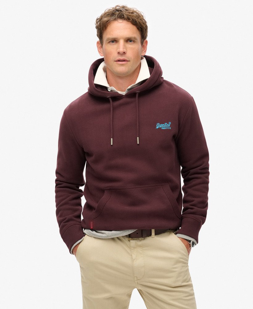 essential logo hoodie in diep bordeauxrood