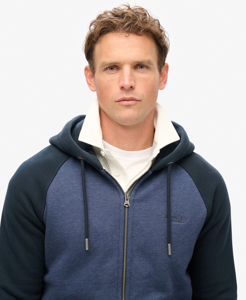 essential baseball zip hoodie in heritage navy marleclipse navy