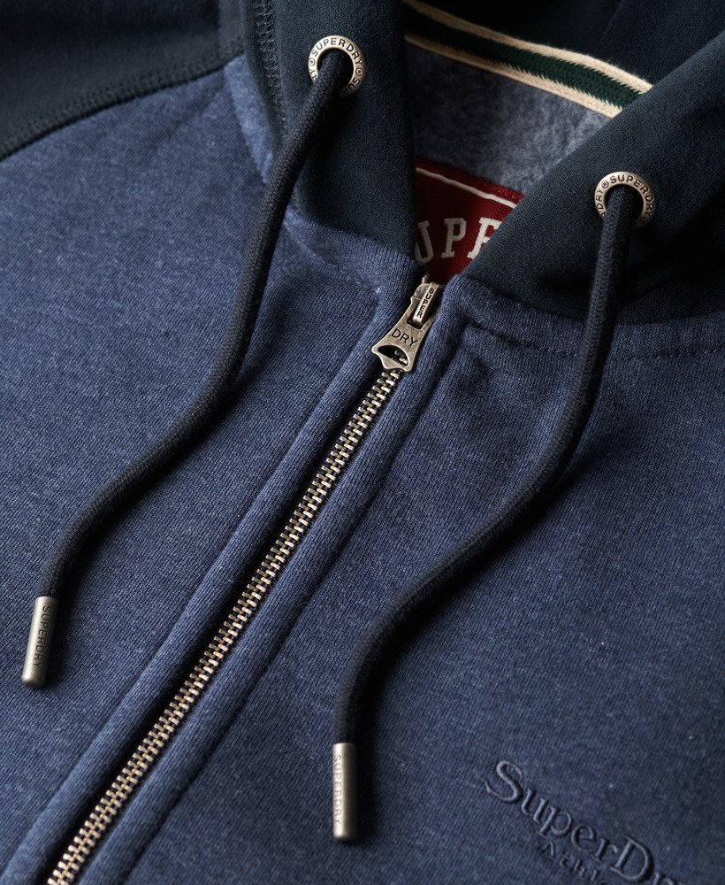 essential baseball zip hoodie in heritage navy marleclipse navy