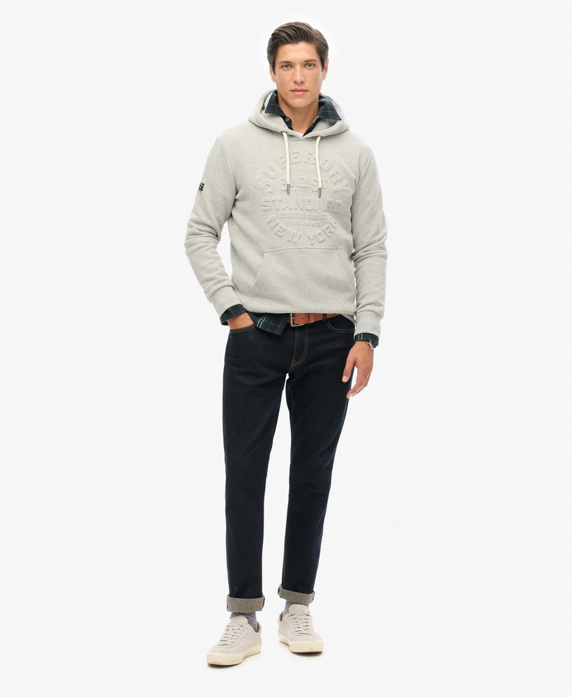 hoodie met reliëflogo in pumice stone beige marl