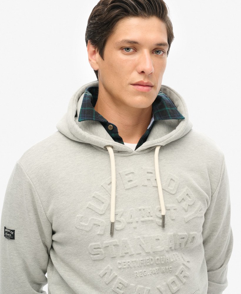 hoodie met reliëflogo in pumice stone beige marl