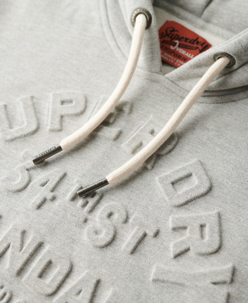 hoodie met reliëflogo in pumice stone beige marl
