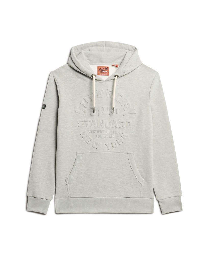 hoodie met reliëflogo in pumice stone beige marl
