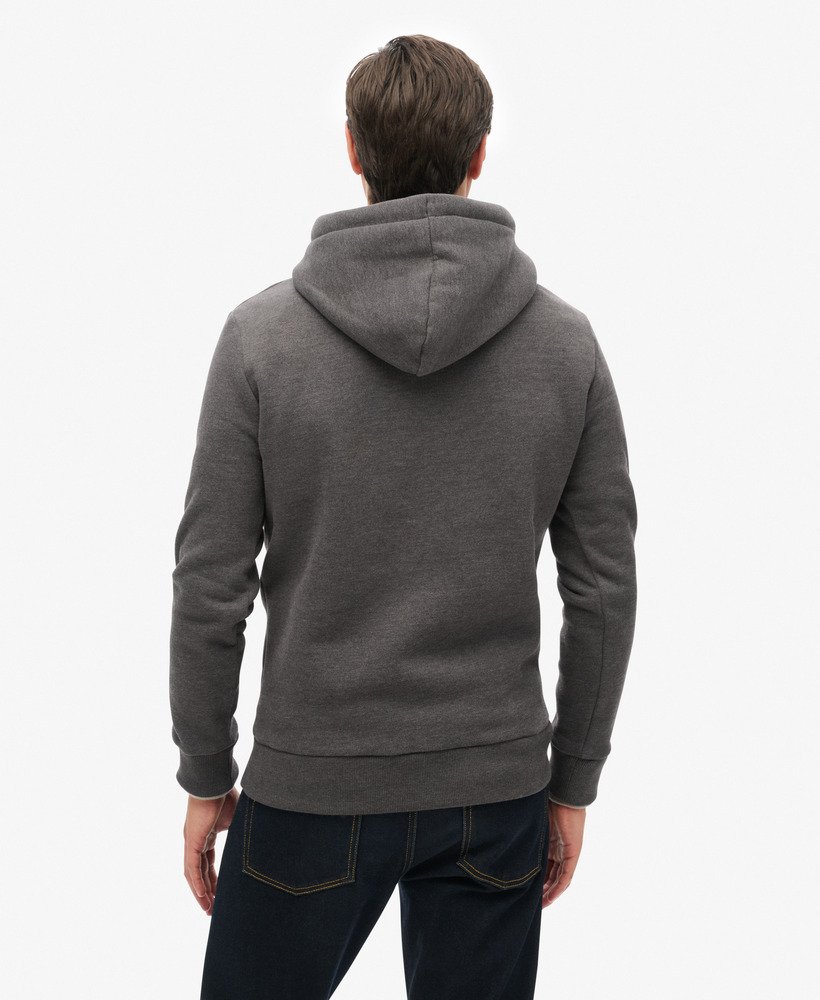 hoodie met reliëflogo in grafiet donkergrijs gemêleerd