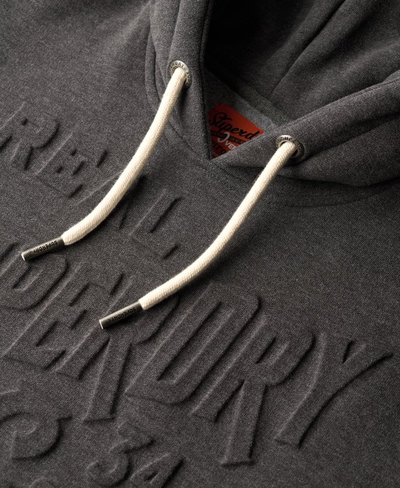 hoodie met reliëflogo in grafiet donkergrijs gemêleerd
