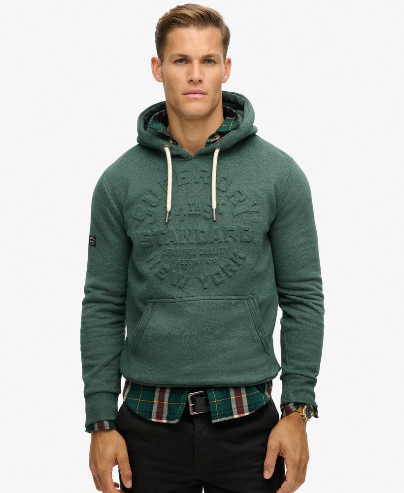 hoodie met reliëflogo in buck green marl-kleur.