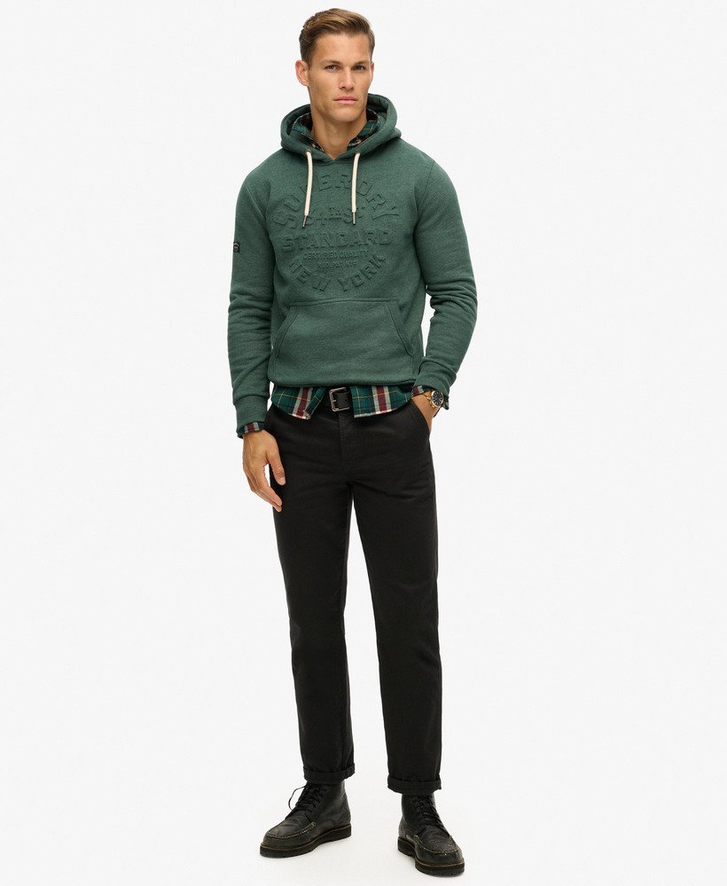 hoodie met reliëflogo in buck green marl-kleur.