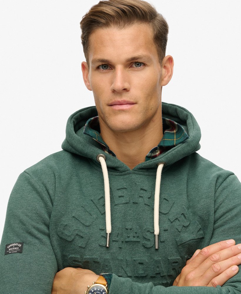 hoodie met reliëflogo in buck green marl-kleur.