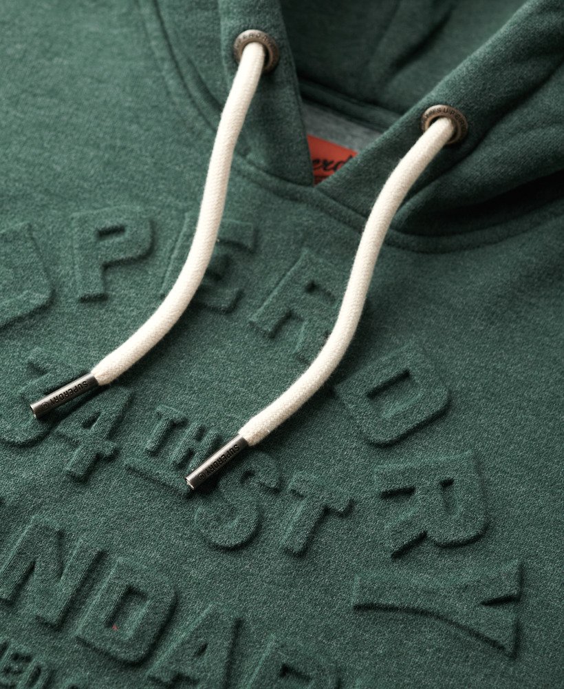 hoodie met reliëflogo in buck green marl-kleur.