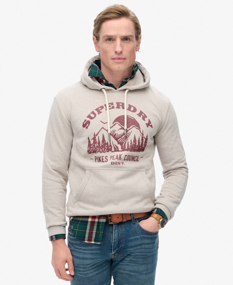 outdoor graphic hoodie in lavin beige marl
