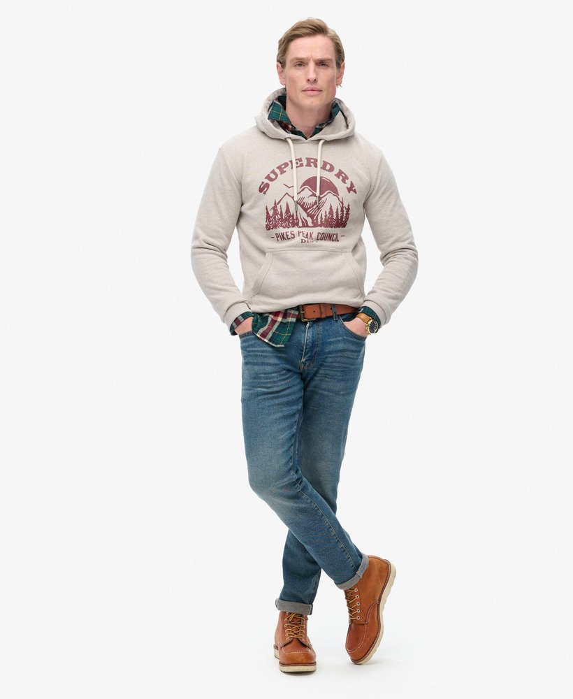 outdoor graphic hoodie in lavin beige marl