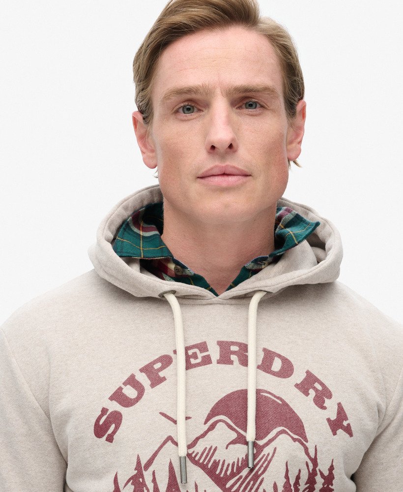 outdoor graphic hoodie in lavin beige marl
