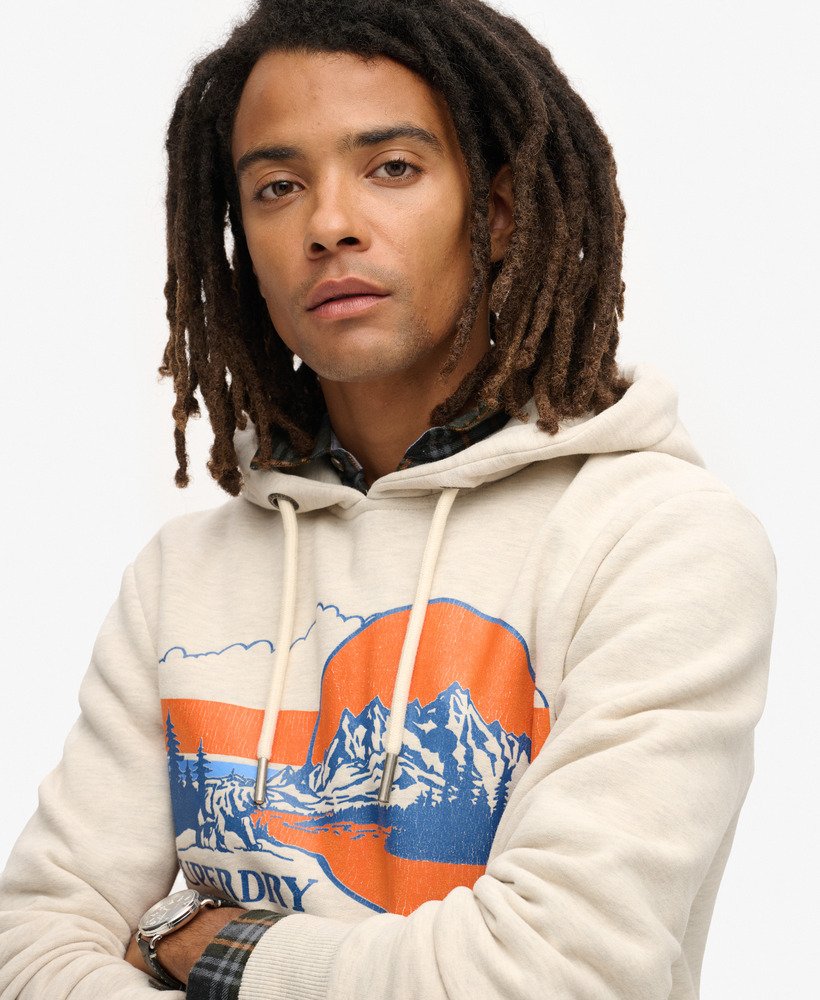 hoodie met grafische strepen voor buiten in havermoutgrijs gemêleerd