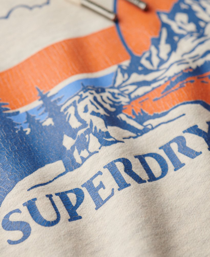 hoodie met grafische strepen voor buiten in havermoutgrijs gemêleerd