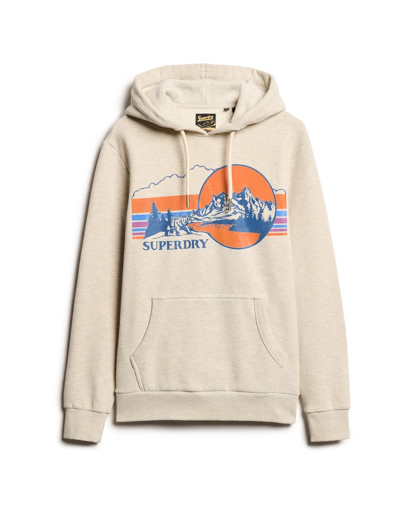 hoodie met grafische strepen voor buiten in havermoutgrijs gemêleerd
