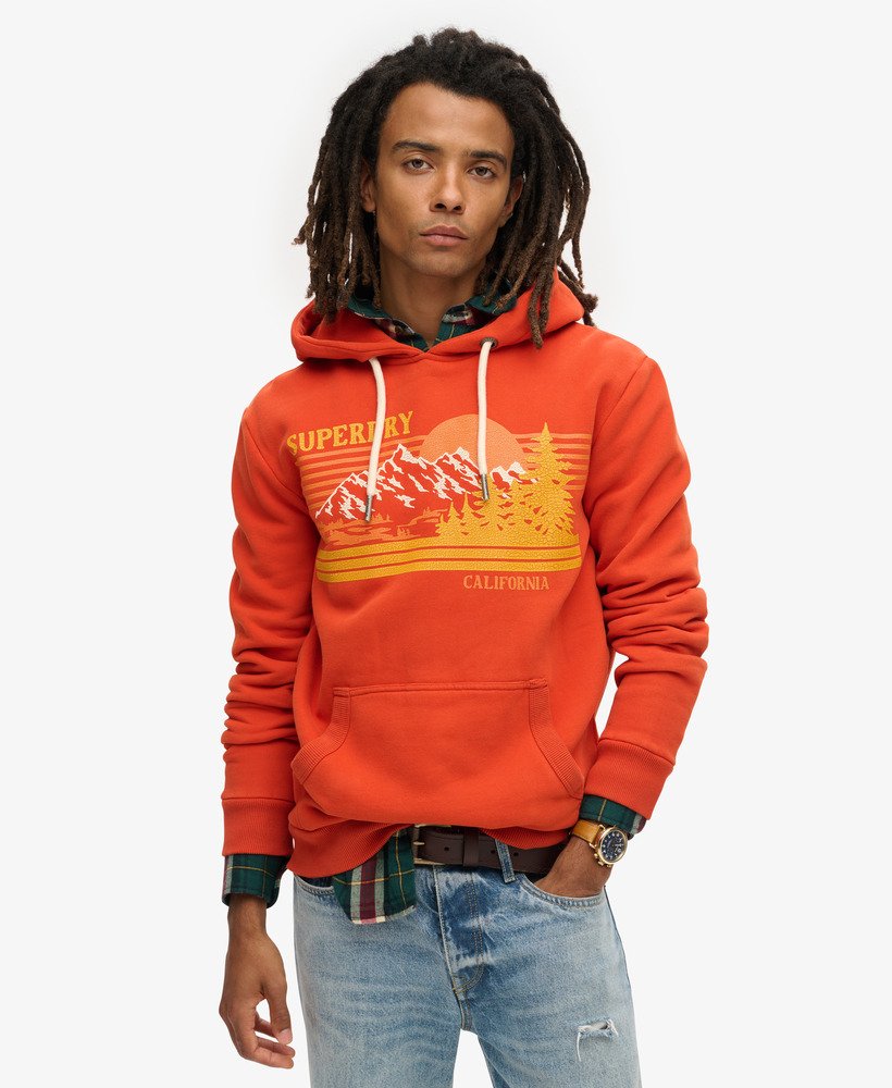 hoodie met grafische strepen voor buiten in denim co. roestbruin.