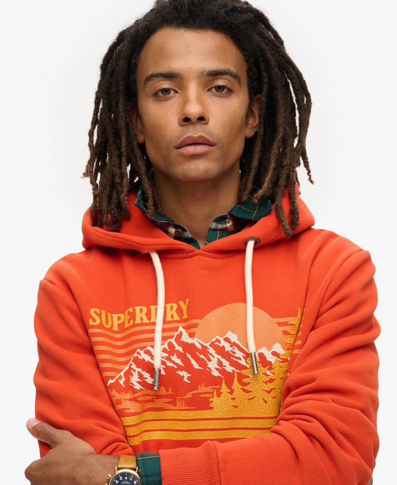 hoodie met grafische strepen voor buiten in denim co. roestbruin.