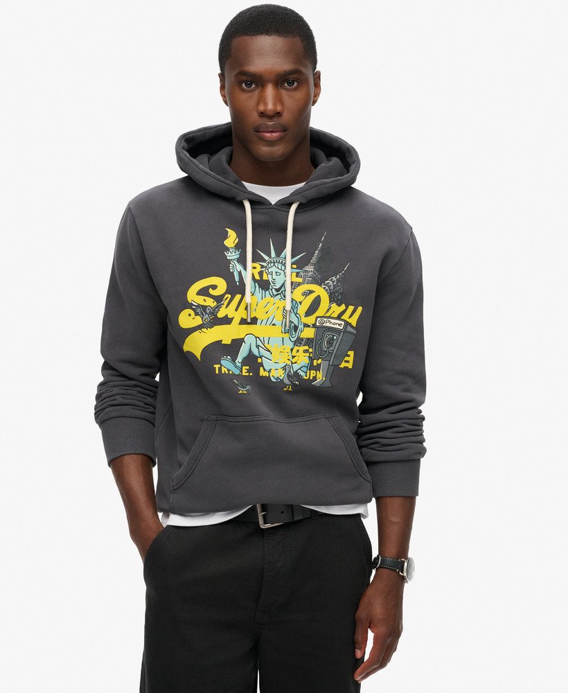 hoodie met vintage new york-logo in blackboard-uitvoering.