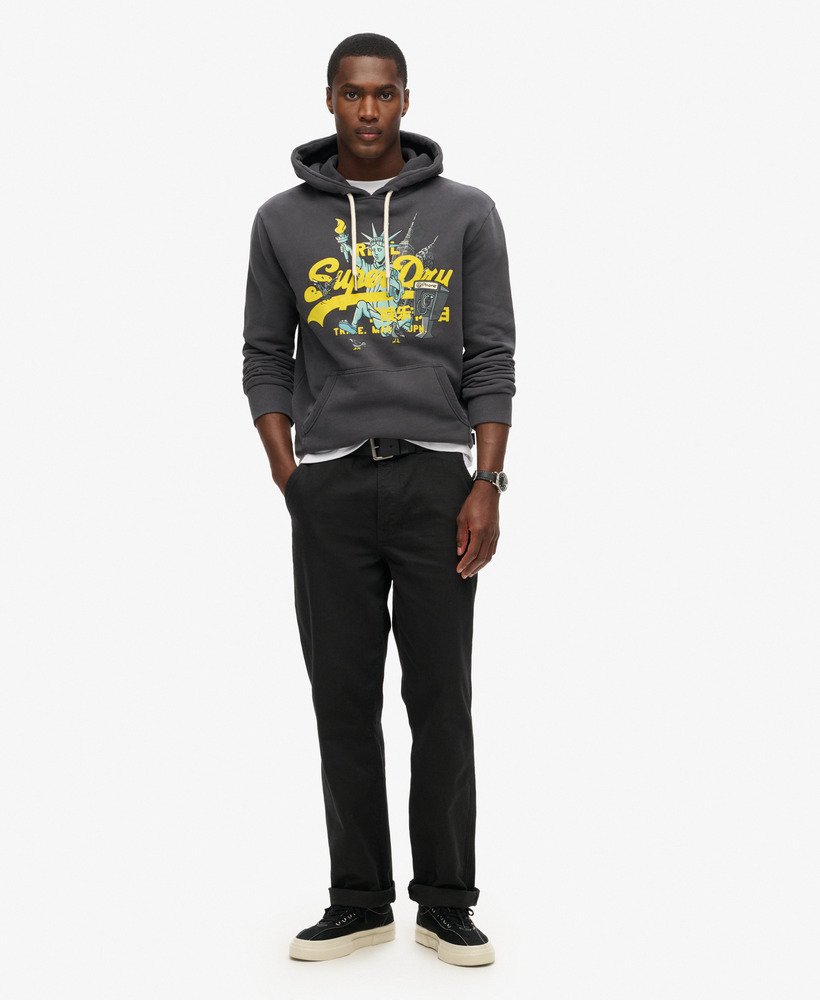 hoodie met vintage new york-logo in blackboard-uitvoering.