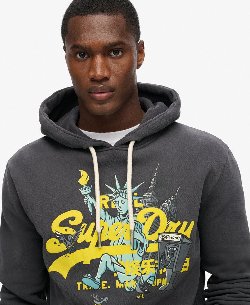 hoodie met vintage new york-logo in blackboard-uitvoering.
