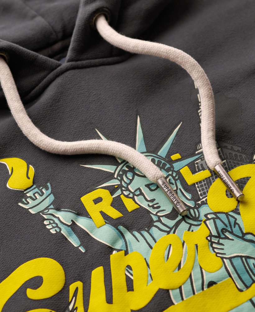 hoodie met vintage new york-logo in blackboard-uitvoering.