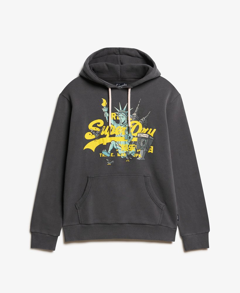 hoodie met vintage new york-logo in blackboard-uitvoering.