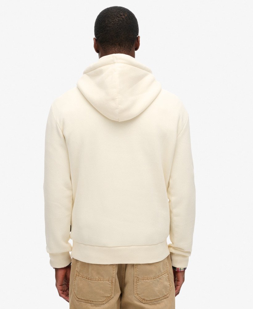 new york vintage logo graphic hoodie in rice white