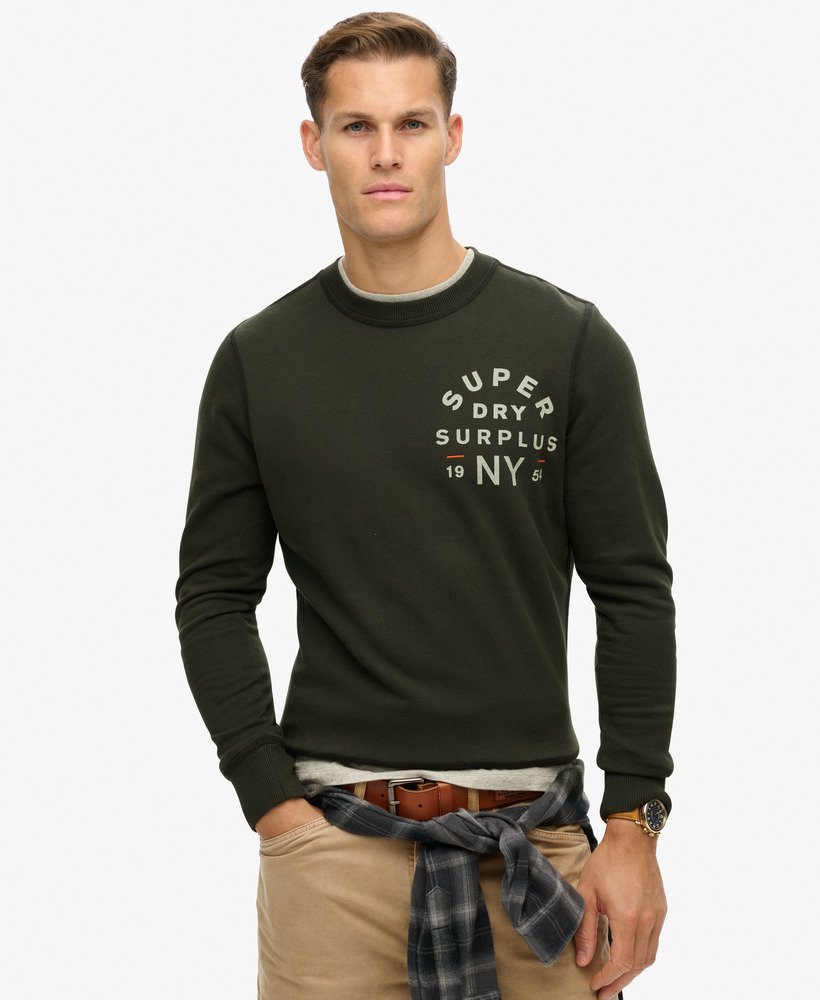 surplus graphic crew sweatshirt in gewassen zwart