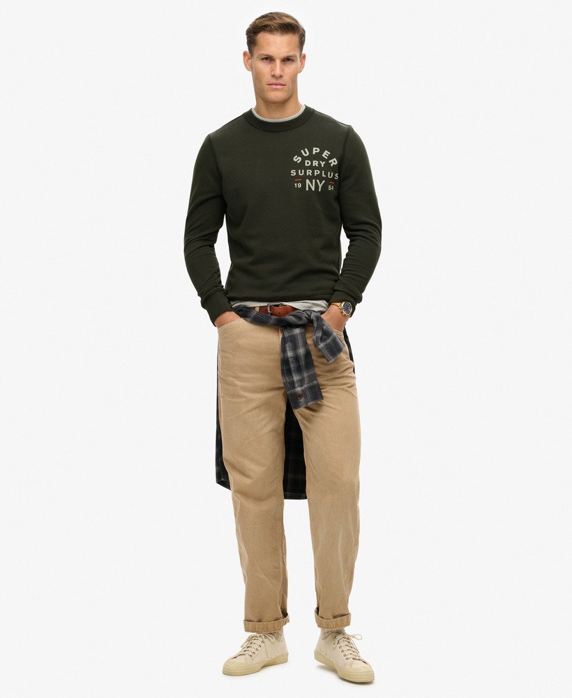 surplus graphic crew sweatshirt in gewassen zwart