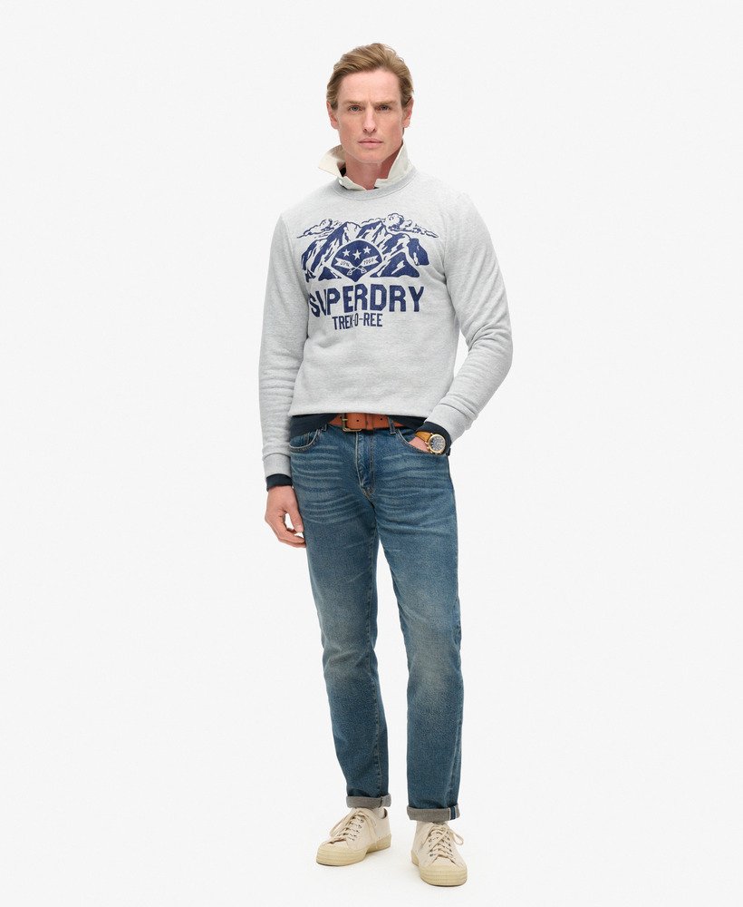 outdoors graphic crew sweatshirt in flake grey marl