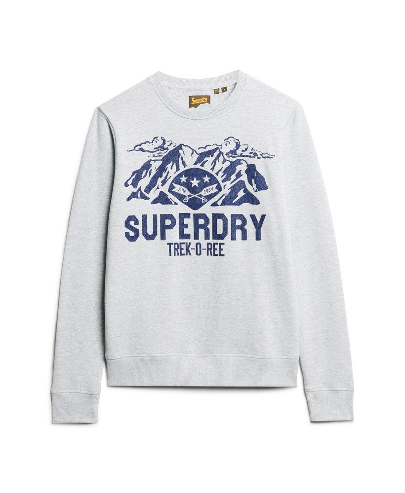 outdoors graphic crew sweatshirt in flake grey marl