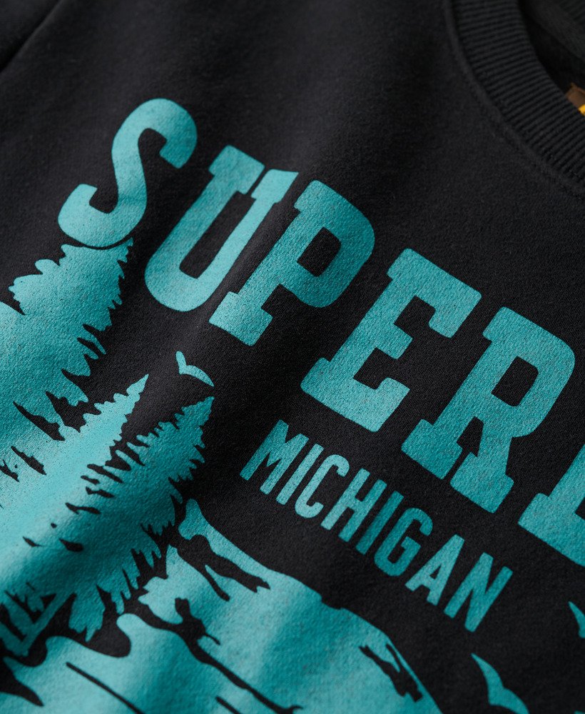 outdoors graphic crew sweatshirt in nero black marl