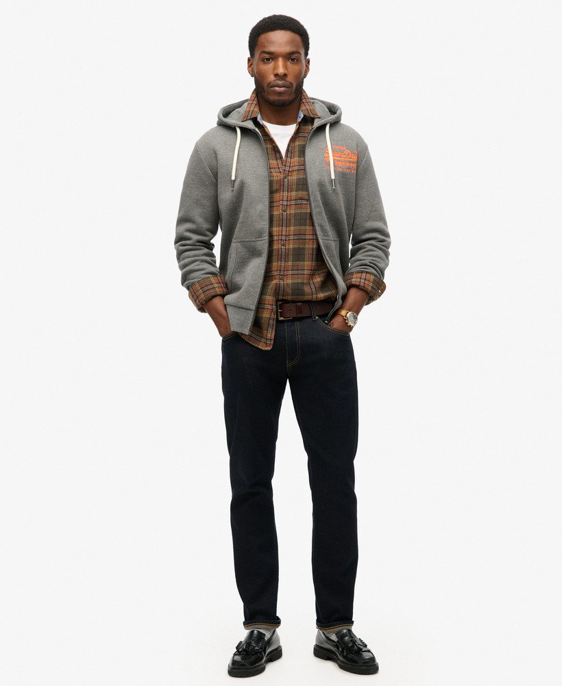 neon vintage logo graphic zip hoodie in storm grey heather